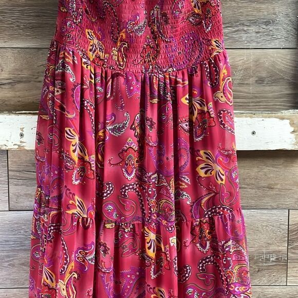 LANE BRYANT Ladies Floral Paisley Print Smocked Halter Style Maxi Dress Size 14 - Picture 5 of 10